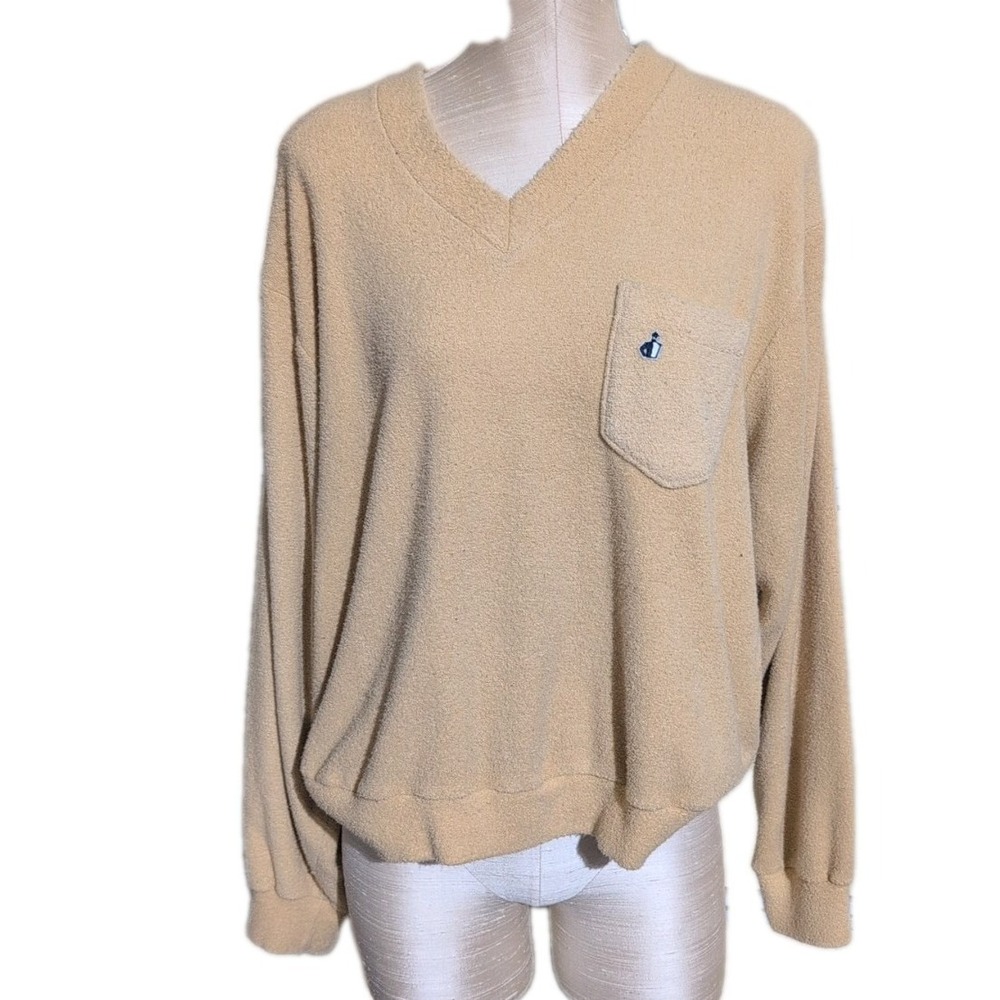VTG Jockey Men's Terry Cloth Pullover Sweater Beige Retro '80s '90s Sportswear L